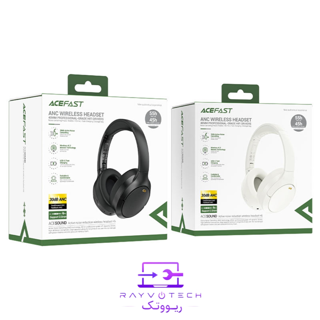 هدست بلوتوثی روگوشی نویز کنسلینگ ایس فست (Acefast) مدل H6 ANC