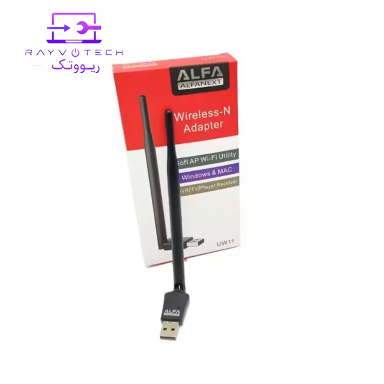 کارت شبکه USB بیسیم (Wi-Fi) آلفا (Alfa) آنتندار سرعت 150Mbps